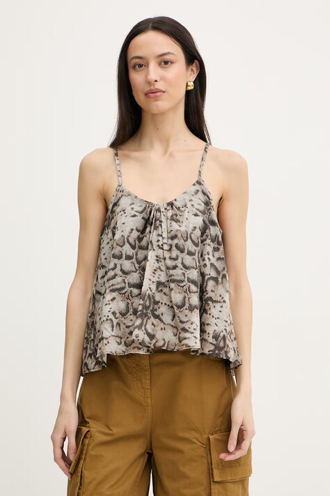 Pinko μπλούζα με τιράντες γυναικεία βαμβακερή μπεζ 106868 A3AP