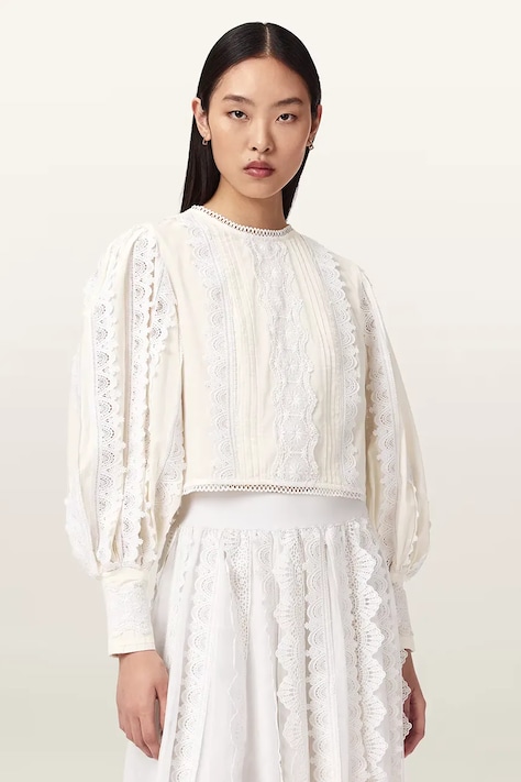 AllSaints camicetta in cotone HART donna colore bianco W052PE