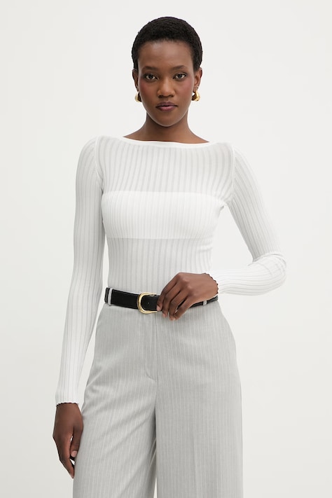 Elisabetta Franchi body damskie z wiskozą białe gładkie BK84S62E2