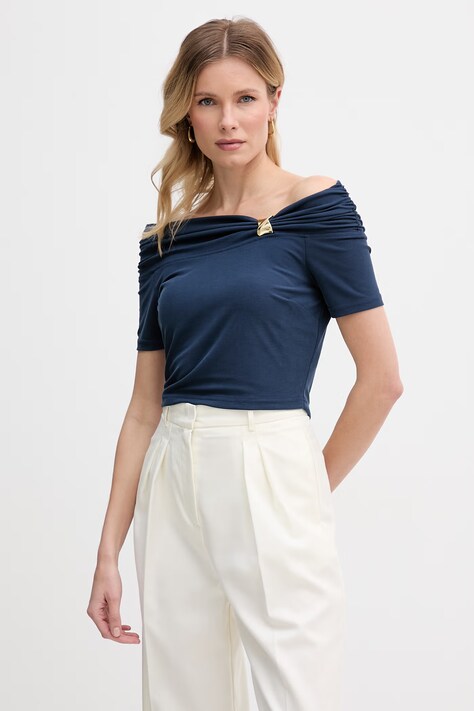 Guess bluzka damska z modalu BRIGITTE granatowa gładka W6GP12 K2935