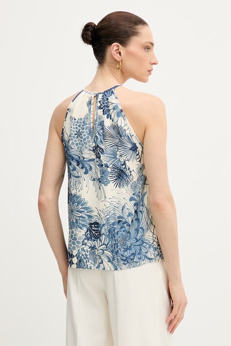 Guess bluzka z odkrytymi ramionami damska niebieska w kwiaty W6GHA2 W2463