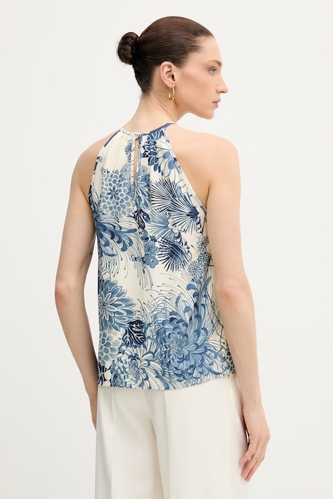 Guess bluzka z odkrytymi ramionami damska niebieska w kwiaty W6GHA2 W2463