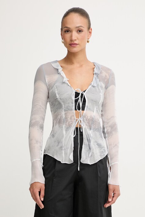 Patrizia Pepe bluzka koszulowa damska z wiskozy niebieska 2C1692 A771