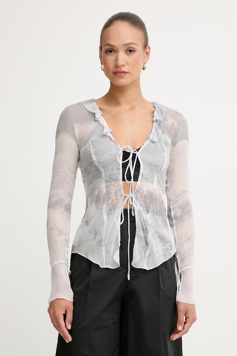 Patrizia Pepe bluzka koszulowa damska z wiskozy niebieska 2C1692 A771