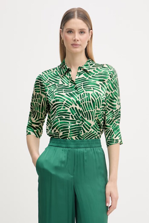 Marc Aurel spodnie palazzo damskie z wiskozą zielone high waist 5311A11090