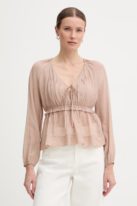 Gaudi bluzka damska z wiskozy różowa gładka 611FD45032