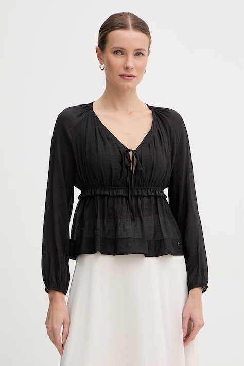 Gaudi bluzka damska z wiskozy czarna gładka 611FD45032