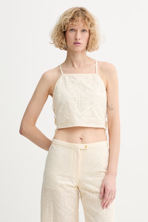 Sessun bluzka na ramiączkach damska bawełniana beżowa 26210021