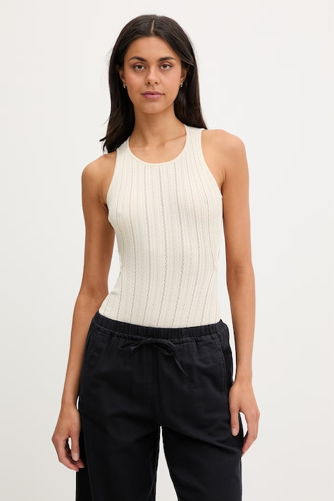 Sessun body din bumbac culoarea bej, uni, 26209024