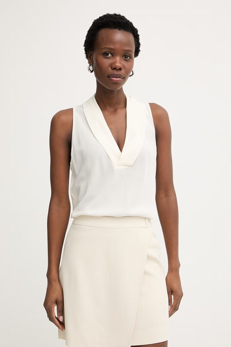 BOSS top damski jedwabny Bolaru beżowy 50553717