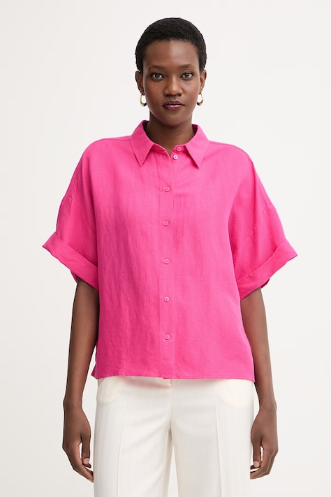 BOSS Orange košulja za žene s dodatkom lana C Bisenas roza bez uzorka 50559261