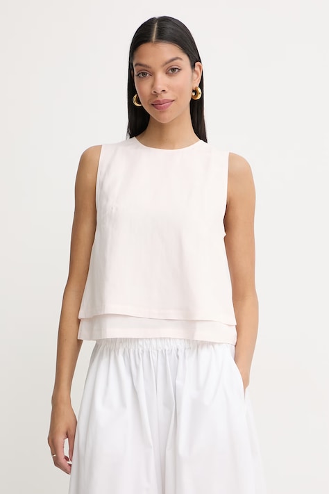 BOSS блузка жіноча з ліоцелем Bliny рожева однотонна 50558467