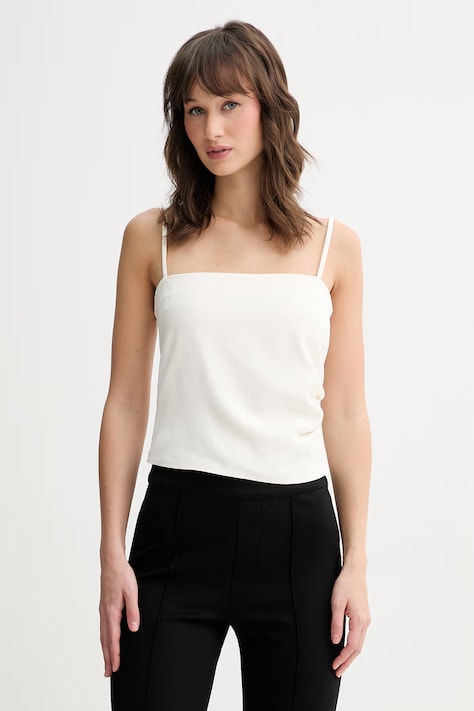 HUGO top damski z wiskozą Cabivea beżowy gładki 50559167