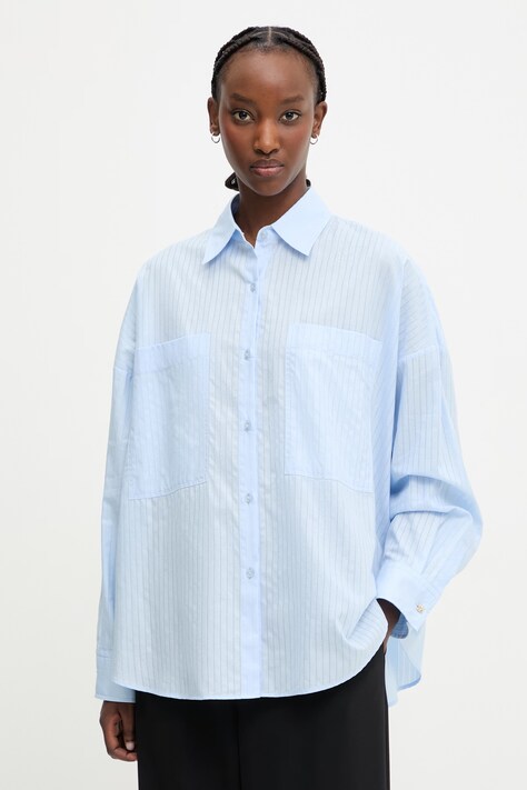HUGO košile dámská bavlněná East modrá pruhovaná 50559131