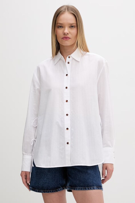 HUGO koszula damska bawełniana Erigeron biała w paski 50559507