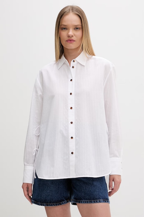 HUGO koszula damska bawełniana Erigeron biała w paski 50559507