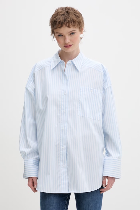 HUGO koszula damska bawełniana Eustyna niebieska w paski 50559532