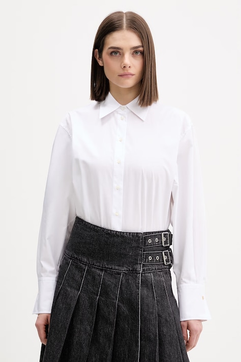 HUGO koszula damska bawełniana Enkanthus biała gładka 50561428