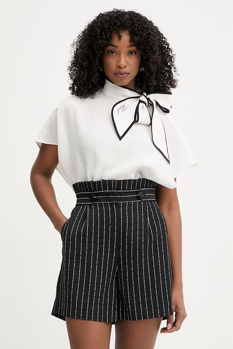 Karl Lagerfeld halenka dámská s příměsí lnu bílá hladká B2W11015