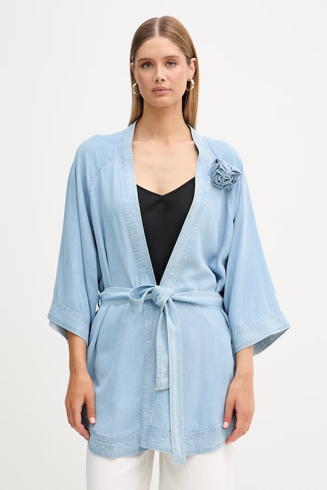 Blugirl Blumarine kardigan damski z lyocellu niebieski RA6077.D5049