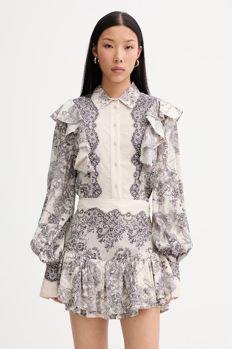 Blugirl Blumarine πουκάμισο γυναικείο μπεζ φυτικό RA6129.T523A