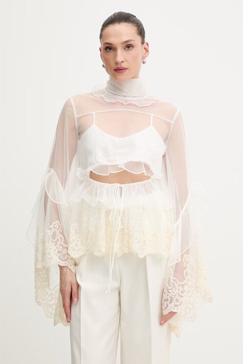 Bardot bluzka damska kolor beżowy z aplikacją 60409TB