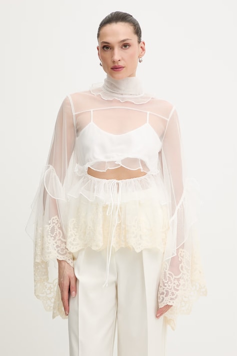 Bardot bluzka damska kolor beżowy z aplikacją 60409TB