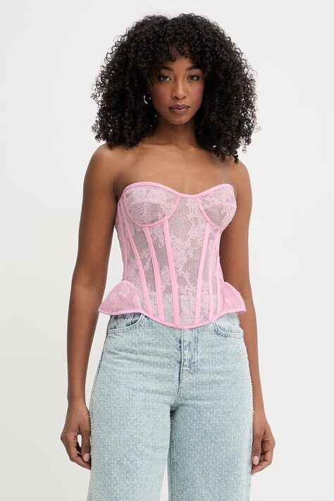 Bardot топ дамски розов с изчистена шарка 60213TB3