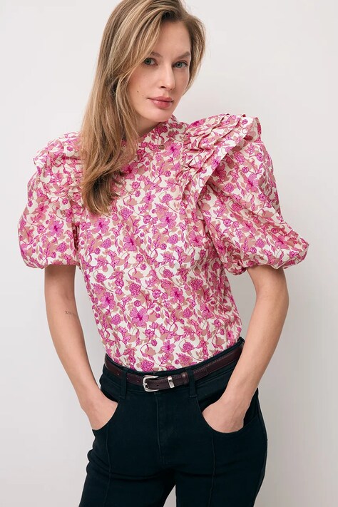 Bizuu bluzka bawełniana CASSANDRA damska kolor różowy wzorzysta CASSANDRA MULTIKOLOR