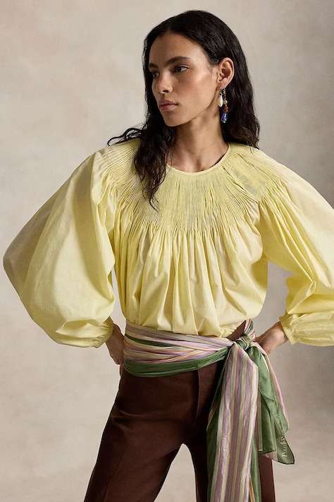 Polo Ralph Lauren bluzka damska bawełniana żółta gładka 211A12791