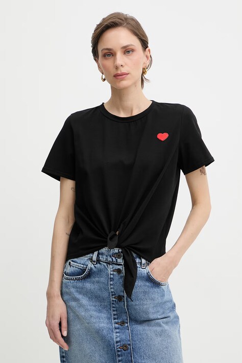 Morgan t-shirt damski z bawełną czarny