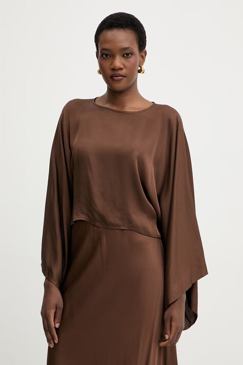 Haveone bluzka damska z wiskozy brązowa CWG-Q009