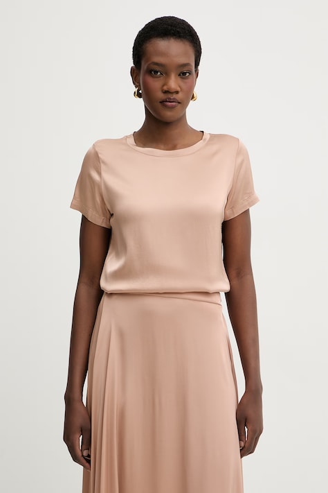 Haveone t-shirt basic damski z wiskozą różowy CWG-Q005