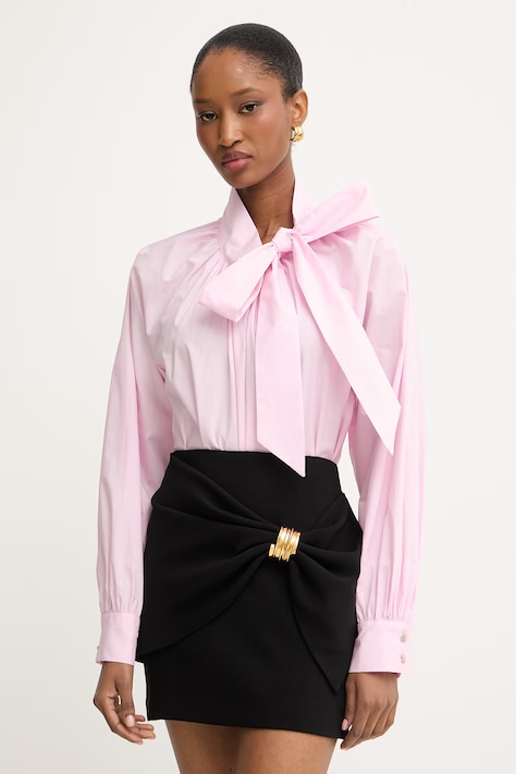 Morgan bluzka koszulowa damska bawełniana różowa gładka ODIPA