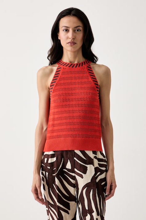 United Colors of Benetton halter bluza za žene s otvorima crvena bez uzorka 1MDDEH01K