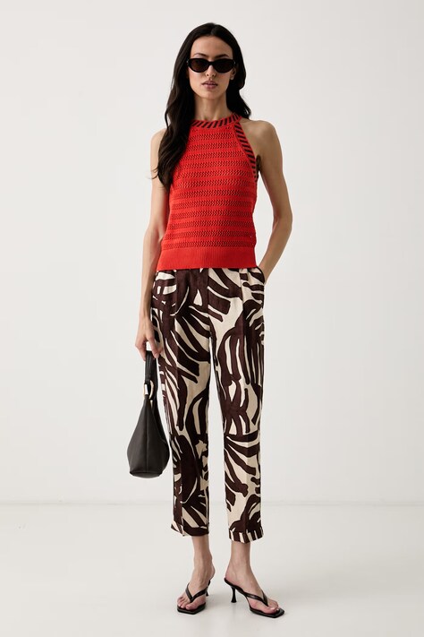 United Colors of Benetton блузка halter жіноча ажурна — SS26-BDD0ID, червоний — фото 2