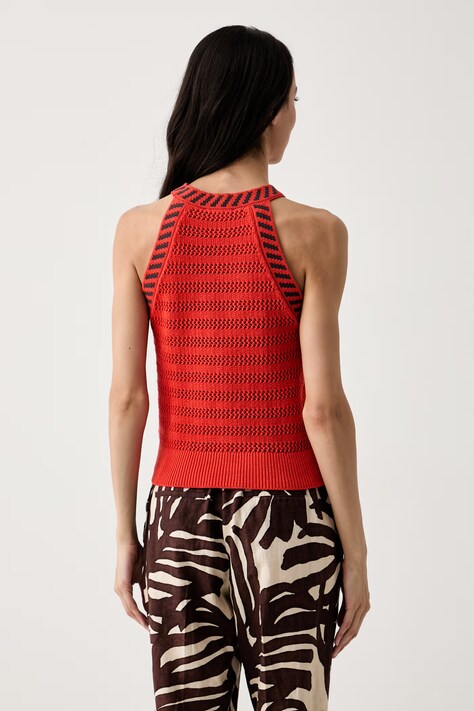 United Colors of Benetton блузка halter жіноча ажурна — SS26-BDD0ID, червоний — фото 3