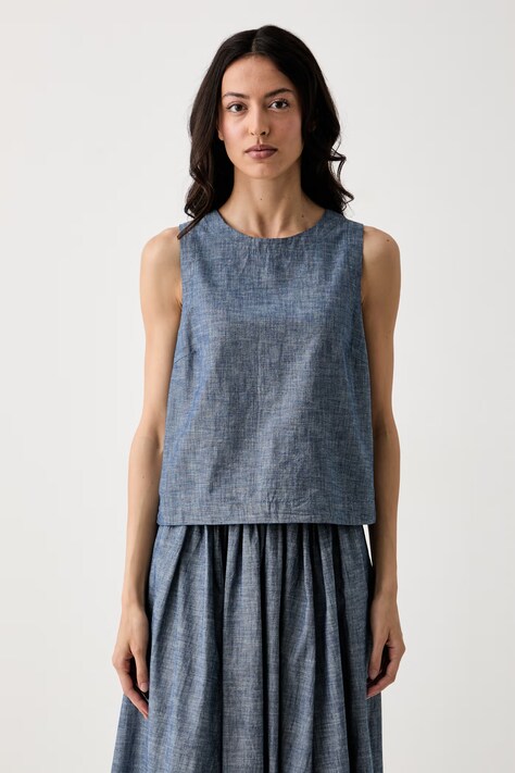 United Colors of Benetton τοπ γυναικείο βαμβακερό μπλε απλό 53F3DQ0EU