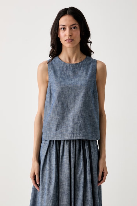 United Colors of Benetton top za žene od pamuka plavi bez uzorka 53F3DQ0EU