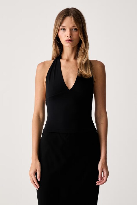 Le Privé top damski z modalem GINNY TOP NOIR czarny gładki LP00766