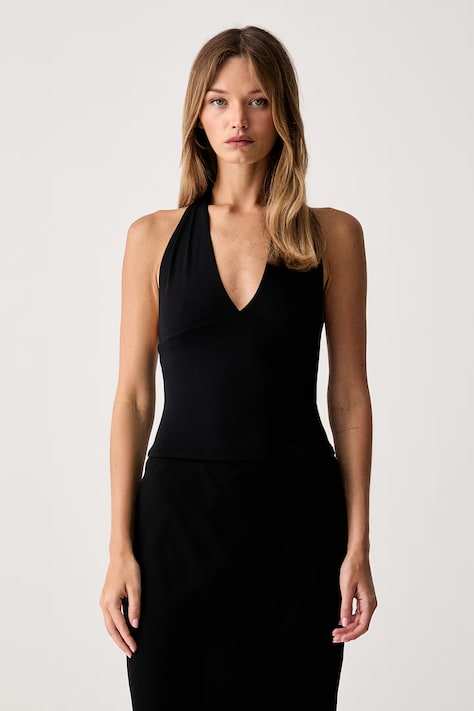 Le Privé top damski z modalem GINNY TOP NOIR czarny gładki LP00766