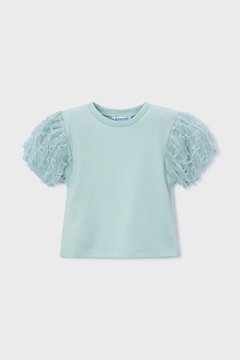 Mayoral bluzka dziecięca kolor turkusowy gładka 3001