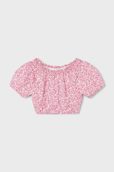 Mayoral bluzka bawełniana dziecięca kolor różowy wzorzysta 3026