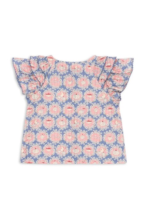 Дитяча бавовняна блузка Konges Sløjd KIM FRILL SS SHIRT GOTS — SS26-BDG00I, барвистий — фото 3