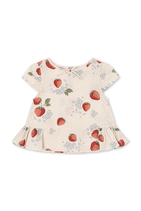 Konges Sløjd bluzka bawełniana dziecięca AVA SS TOP GOTS kolor beżowy wzorzysta KS104651