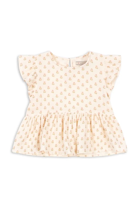 Konges Sløjd bluzka bawełniana dziecięca COCO TOP GOTS kolor beżowy wzorzysta KS104745