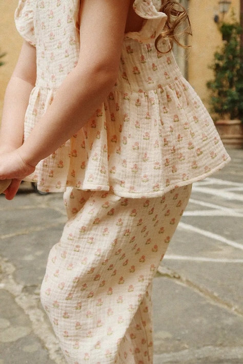 Детска памучна блуза Konges Sløjd COCO TOP GOTS в бежово с десен KS104745