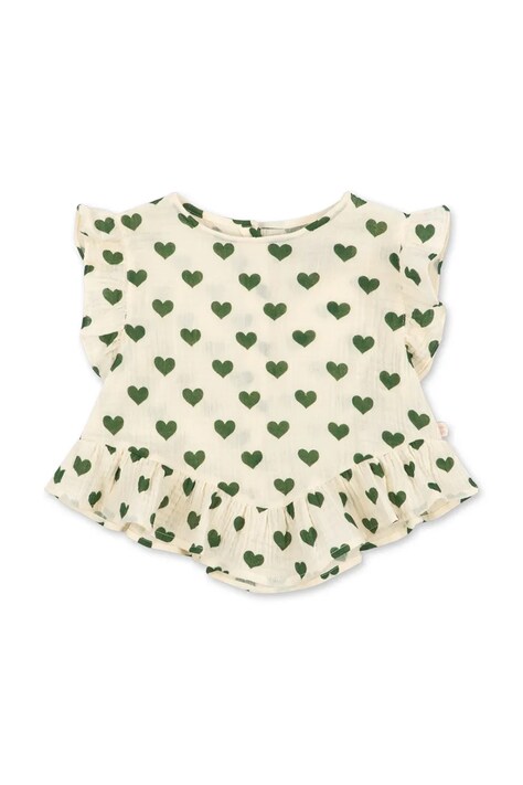 Konges Sløjd bluzka z falbanką dziecięca bawełniana COCO TOP GOTS beżowa KS105327