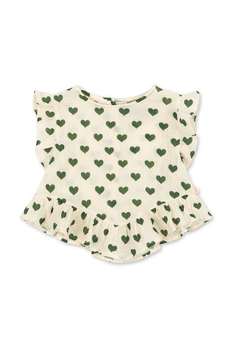 Konges Sløjd bluzka z falbanką dziecięca bawełniana COCO TOP GOTS beżowa KS105327