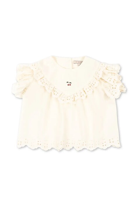 Konges Sløjd блузка із рюшами дитяча бавовняна POSEY TOP — SS26-BDG00W, бежевий — фото 2